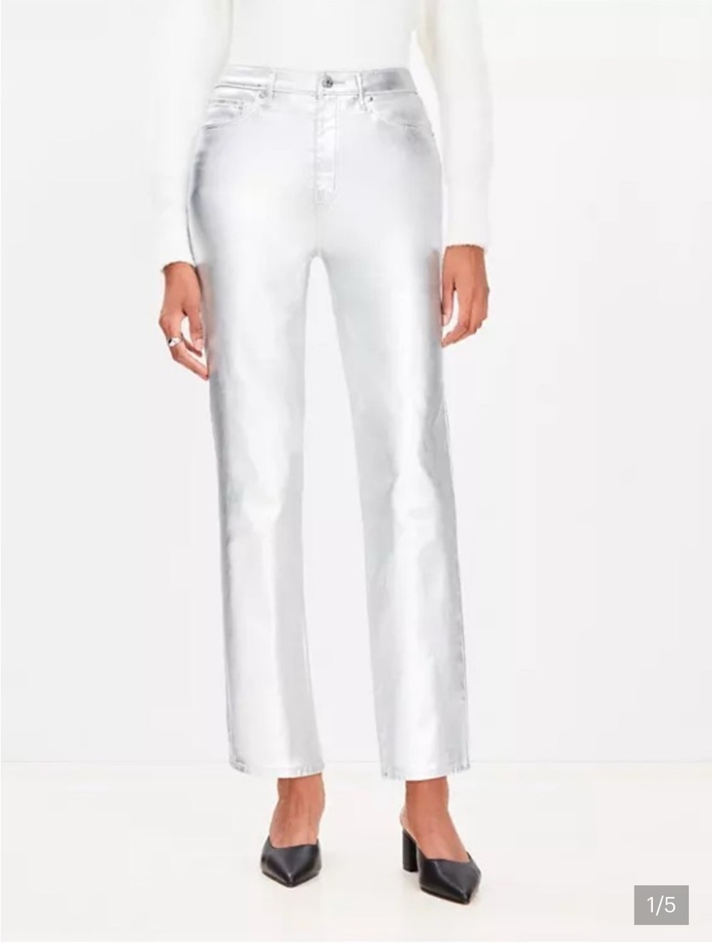 Loft Metallic Silver Women's Straight-Leg Jeans